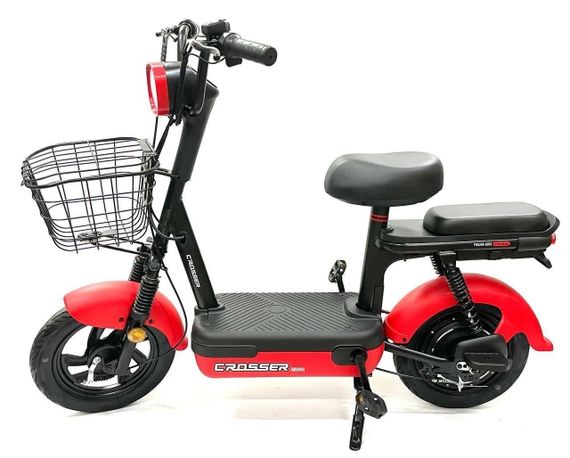 Электроскутер Crosser Mini LFP 450W 48V 15Ah, LiFePO4 аккумулятор, до 50 км пробег, электровелосипед 2 места Красный | Зображення 6
