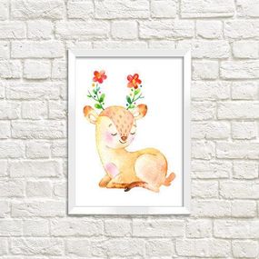 Постер в рамці Оленя 15x21 см, A5 (WMT5_ART042_WH)