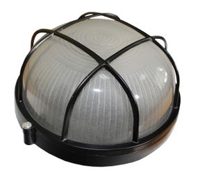 Светильник НПП1302 60W E27 IP65 круглый черный с решеткой Ny95001181