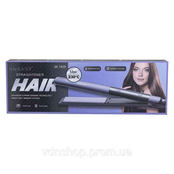 Випрямляч для волосся 50 Вт до 230 градусів, стайлер для вирівнювання волосся та завивки Sokany SK-1929 | Зображення 7