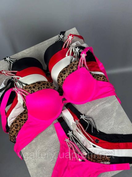 БІлий жіночий Купальник-комплект Victoria's Secret зі стразами Зірочка, Купальник Преміум-Люкс зі стразами 80С, Білий | Зображення 2