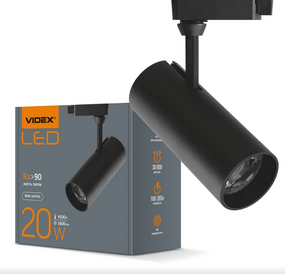 LED Світильник трековий 20W 4100К чорний VL-TR04-204B Videx