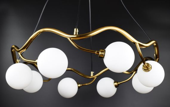 Люстра підвісна на 8 лампочок 26856 Латунь 40-140х65х65 см. | Зображення 3