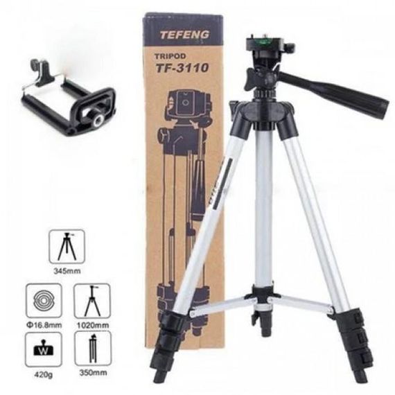 Штатив для телефона и фотоаппарата Tripod 3110 PRO портативный трипод 0,35-1.02м высота. Цвет: серебряный | Зображення 5