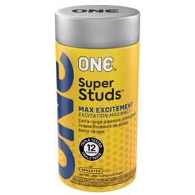 Презервативы ONE Super Studs, 12 шт, с точечным рельефом, со смазкой, подарочная упаковка-тубус Sex Aura