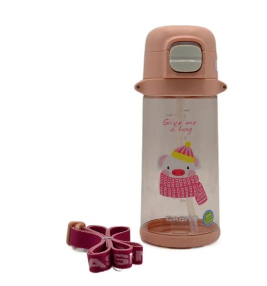 Пляшка для води Casno 690 мл KXN-1219 Рожева (Свинка) з соломинкою (KXN-1219_Pink) | Зображення 7