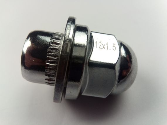 Гайка колеса М12х37,5х1,50 хром/с шайбою/шляпка кругла/ключ 21 (Тойота) | Зображення 2