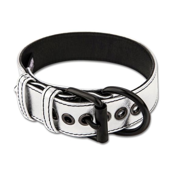 Ошейник с поводком LoveToy Bondage Fetish Metallic Pup Collar (серебристый) sexstyle | Зображення 1