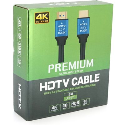 Кабель мультимедийный HDMI M to HDMI M 5.0m V2.0 4Kx2K black Merlion (YT-HDMI(M)/(M)4KV2.0-5.0m/19119) | Зображення 1