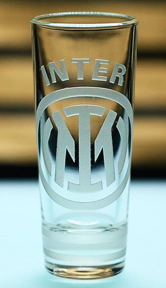 Скляна чарка 60мл ФК Internazionale Milano Інтер, з гравіюванням подарунок для фаната  футбольна стопка