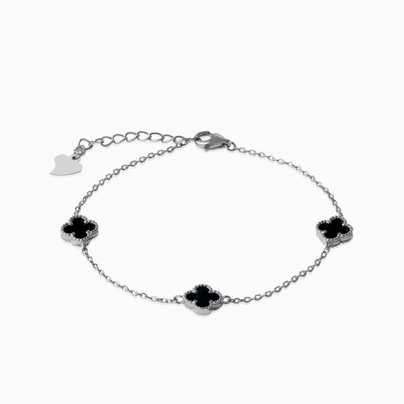 Срібний браслет у стилі Ван Кліф з оніксом Artsriblo арт259бр