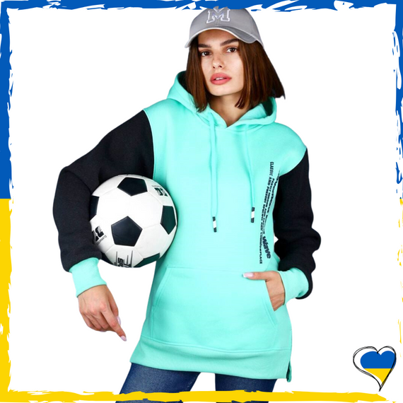 Худі жіноче на флісі м'ята колір. Худі з двунитки. M/L, XL/2XL