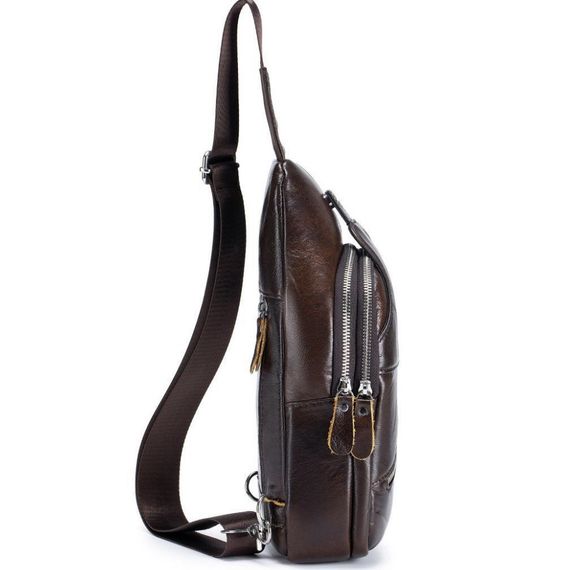 Сумка-слінг чоловіча шкіряна коричнева Tiding Bag - MK03983 | Зображення 2