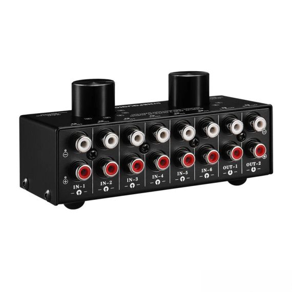 Аудио свитч 6 входов 2 віхода Audio Switcher 6-In 2-Out 2-Way Selector Селекторный разветвитель H5E2Box Splitter H5E2 | Зображення 5