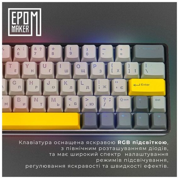 Клавіатура Epomaker EP64 60 Mulan Switch Hot-Swap RGB Wireless/Bluetooth/USB UA Black (EP64-B-M) | Зображення 6