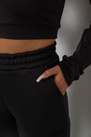 Спортивные штаны женские на флисе  -уценка, цвет черный, 238R57013-U-10 | Зображення 4