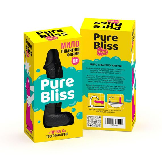 Мило у формі пеніса Pure Bliss MINI Black, крафтове мило-член, натуральне | Зображення 1