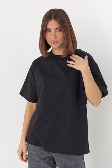 Однотонная женская футболка в стиле oversize - черный цвет, M (есть размеры) | Зображення 6