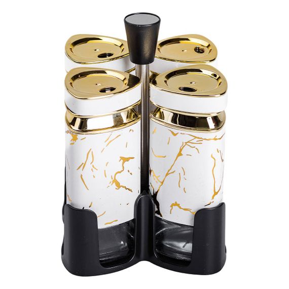 Набор баночек для специй 4 шт 120 мл карусель для хранения специй HP-1330 | Зображення 1