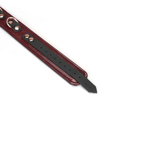 Шкіряний нашийник з повідцем Liebe Seele Wine Red Collar and Leash, 3 кільця для кріплення | Зображення 5