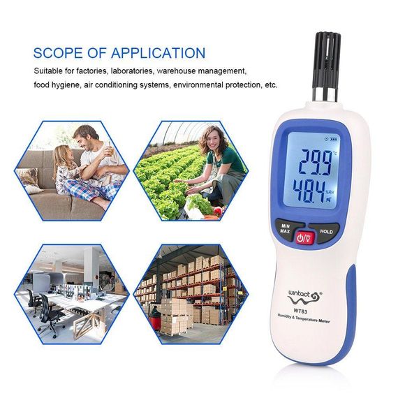 Термогігрометр цифровий Bluetooth 0-100%, -20-70 °C WINTACT WT83B | Зображення 1