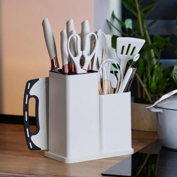 Кухонный набор ножей и аксессуаров Kitchenware Set, 20 предметов ∙ Инструменты для кухни с подставкой и разделочной доской | Зображення 2