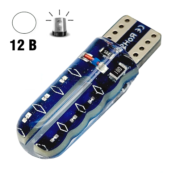 Автолампа світлодіодна T10, COB 12SMD, 12В, миготлива, біла | Зображення 1