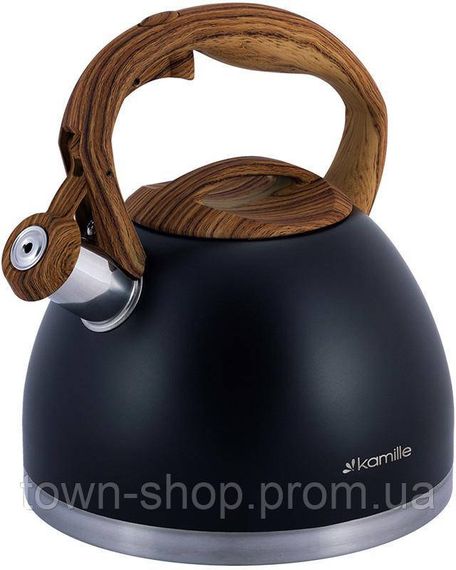 Чайник Kamille Whistling Kettle Black 2.7л из нержавеющей стали со свистком KM-1087
