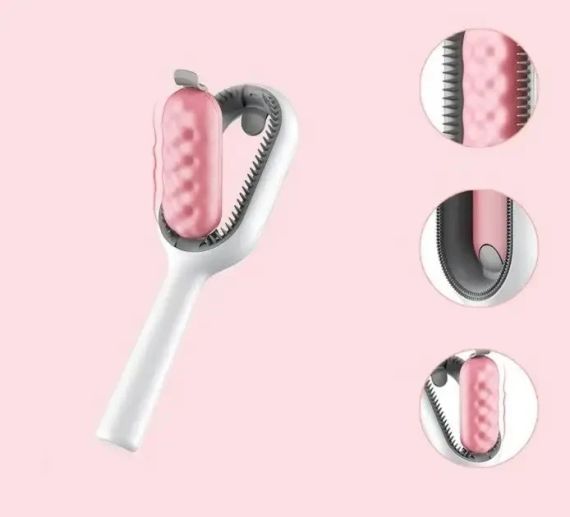 Щітка для вичісування шерсті хатніх тварин 4 в 1 Pet Cleaning Comb з масажем і чищенням речей Pink W28 | Зображення 5