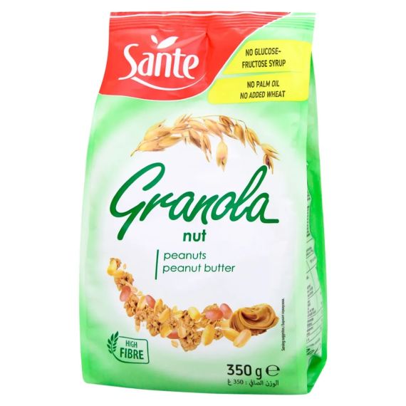 Сухі сніданки гранолу горіхова Sante Granola, 350 г, мюслі з арахісом і арахісовою пастою, кранчі