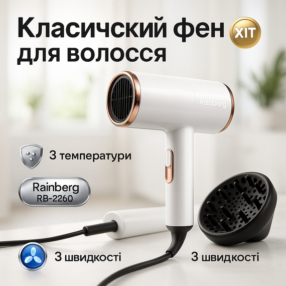 Мощный универсальный фен, Функциональная щетка для сушки, Хороший фен для волос дома и салона WT-39