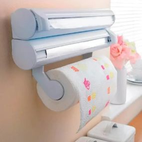 Кухонний диспенсер для плівки, фольги та рушників Kitchen Roll Triple Paper dispenser, тримач для рушників