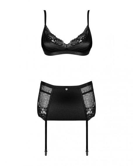 Комплект з поясом для панчох Obsessive Blanita, чорний, L/XL | Зображення 4