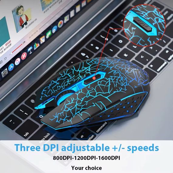 Беспроводная игровая мышка Qukam RGB подсветка USB Charge бесшумная со встроенным аккумулятором Black | Зображення 5
