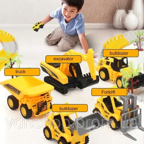 Автомобільний трек Дорожні роботи, 333 деталі, машинка на батарейці | Зображення 4