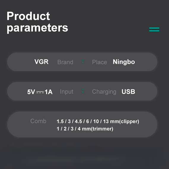 Набір для стрижки VGR 2 в 1 V-646, акумуляторна машинка для стрижки та тример | Зображення 2
