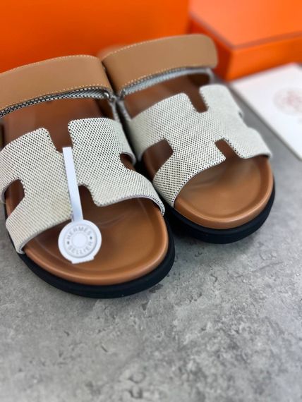 Сланці Hermes Chypre beige/textile чоловічі з текстилем ob417 | Зображення 7