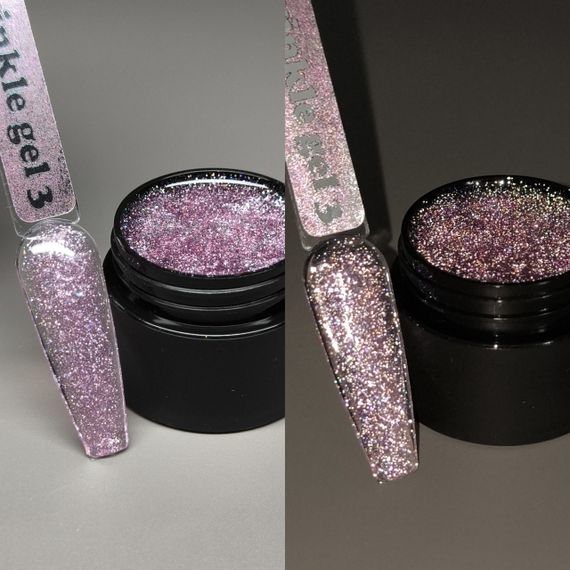 Гель для наращивания Mi Twinkle №3 Builder Gel (светоотражающий фиолетовый) 5мл | Зображення 3