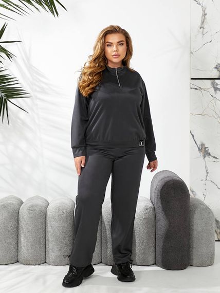 Женский спортивный костюм весна-осень свитшот и джоггеры NB24049 цвет графит, размер 42/44 | Зображення 5