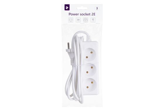 Сетевой удлинитель 2Е 3XCEE 7/17, 2G*1.0мм, 3м, white (2E-U03M3) | Зображення 2