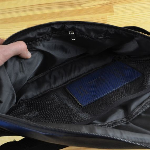 Якісна велика сумка -  бананка на 8 кишень, чоловіча жіноча поясна сумка, чорна з тканини | Зображення 8