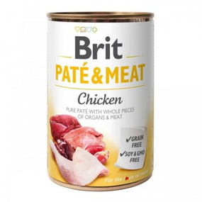 Влажный корм Brit Patе & Meat для собак с цельными кусочками курицы 6шт*400г