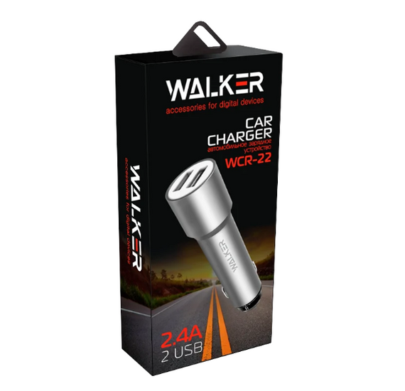 Автомобільний зарядний пристрій WALKER WCR-22 2USB 1,0А+2,4A чорний | Зображення 1