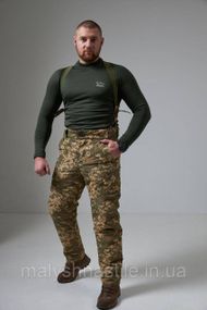 Тактичні зимові штани на підтяжках "Tactical WinterGuard Pro-X" піксель ЗСУ