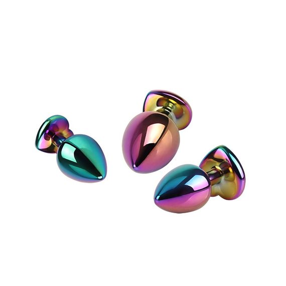 Набір анальних пробок різнокольорові CHISA MATRIX MONT з різнокольоровим каменем у формі серця, 3 шт. sexstyle | Зображення 3