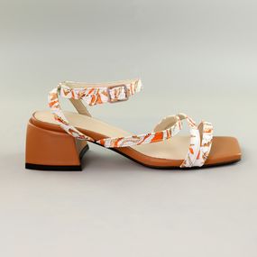 Босоніжки жіночі шкіряні 589044 Коричневі білі 36 37 38 39 40