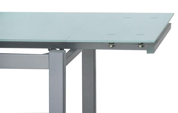 Скляний розкладний стіл Венді XS-1025 білий на сірих металевих ногах, 80-130х65 см | Зображення 4