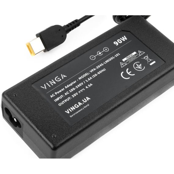 Блок живлення до ноутбуку Vinga Lenovo 90W 20V 4.5A square (VPA-2045-LNSQ01-101) | Зображення 1