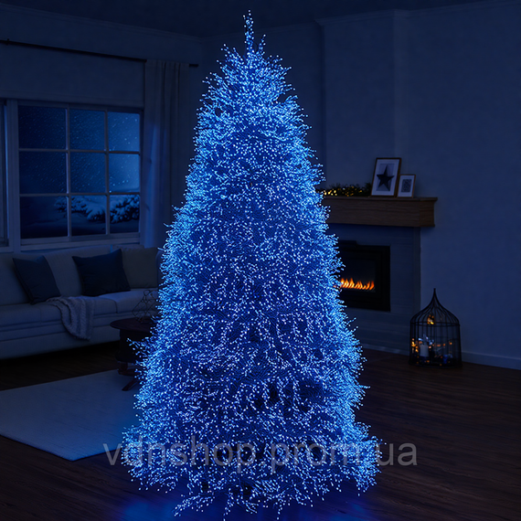 Новорічна гірлянда Хвойна лапа кімнатна роса 100 м 3000 LED зелений провід Синє сяйво D3000L100MGBL | Зображення 4