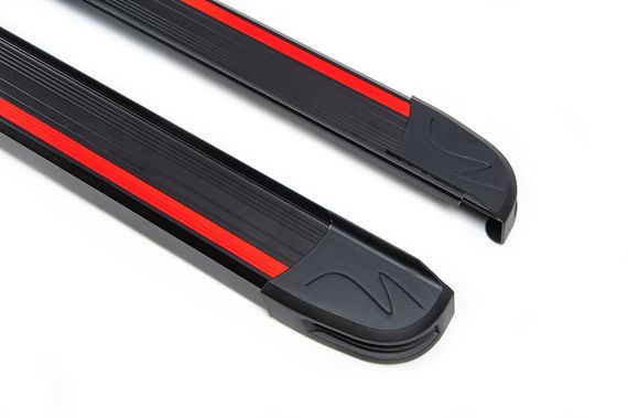 Боковые пороги Maya Red-Black (2 шт., алюминий) Короткая база для Renault Trafic 2001-2015 гг | Зображення 5